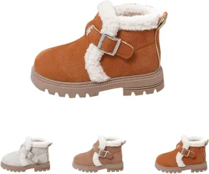 Girls Winter Boots Waterproof Hiking Boots for Boys Girls Outdoor Ankle Boots with Hook and Loop Cotton Warm Snow Boots
