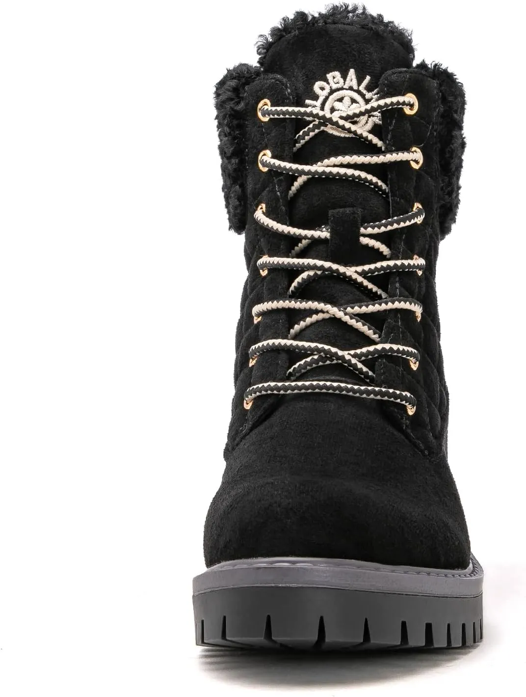 GLOBALWIN Women's Quilted Ankle Boots Fashion Combat Boots Lace Up Combat Boots Low Heel Warm Fur Ankle Booties For Women