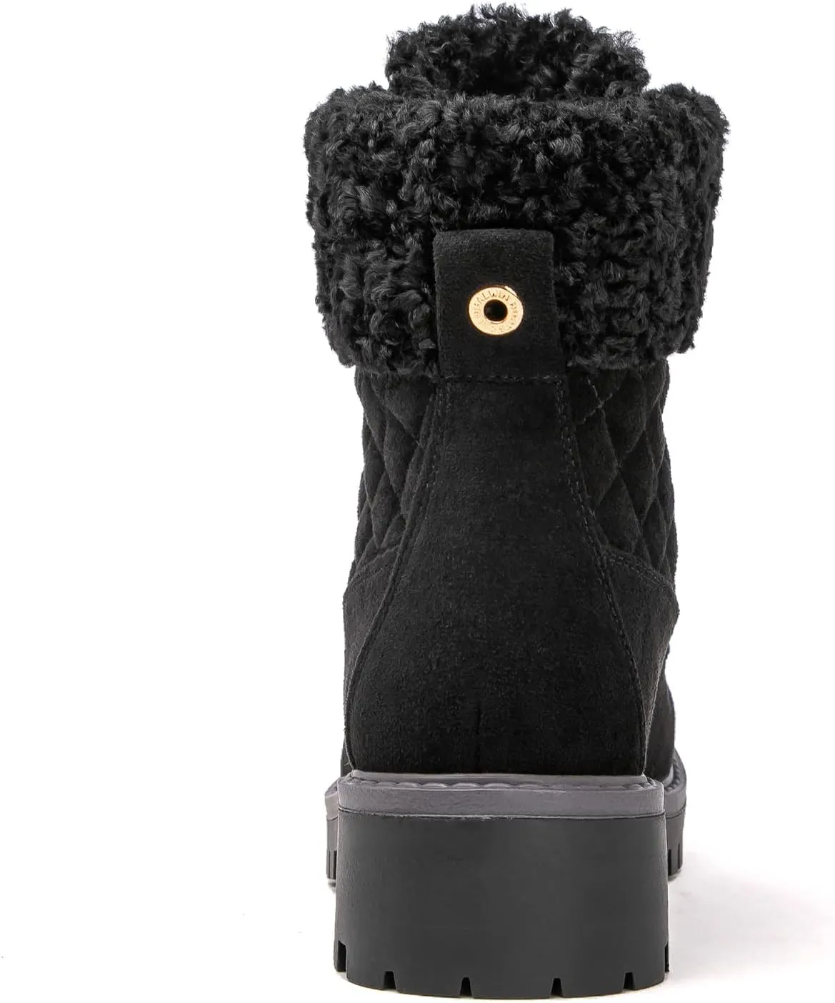 GLOBALWIN Women's Quilted Ankle Boots Fashion Combat Boots Lace Up Combat Boots Low Heel Warm Fur Ankle Booties For Women