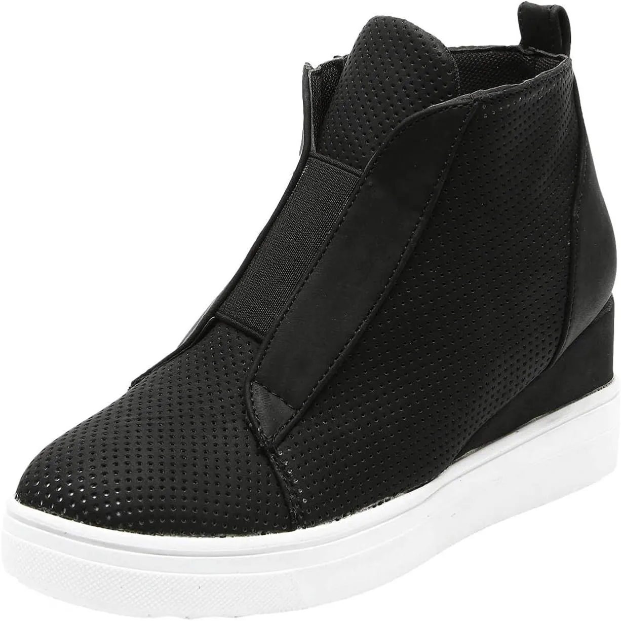 Hbeylia Platform Fashion Sneakers For Women Fashion Hidden High Heels Ankle Booties With Zipper Casual Chunky Bottom High Top Canvas Shoes Slip On Loafer Fall Winter Walking Work Shoes For Ladies