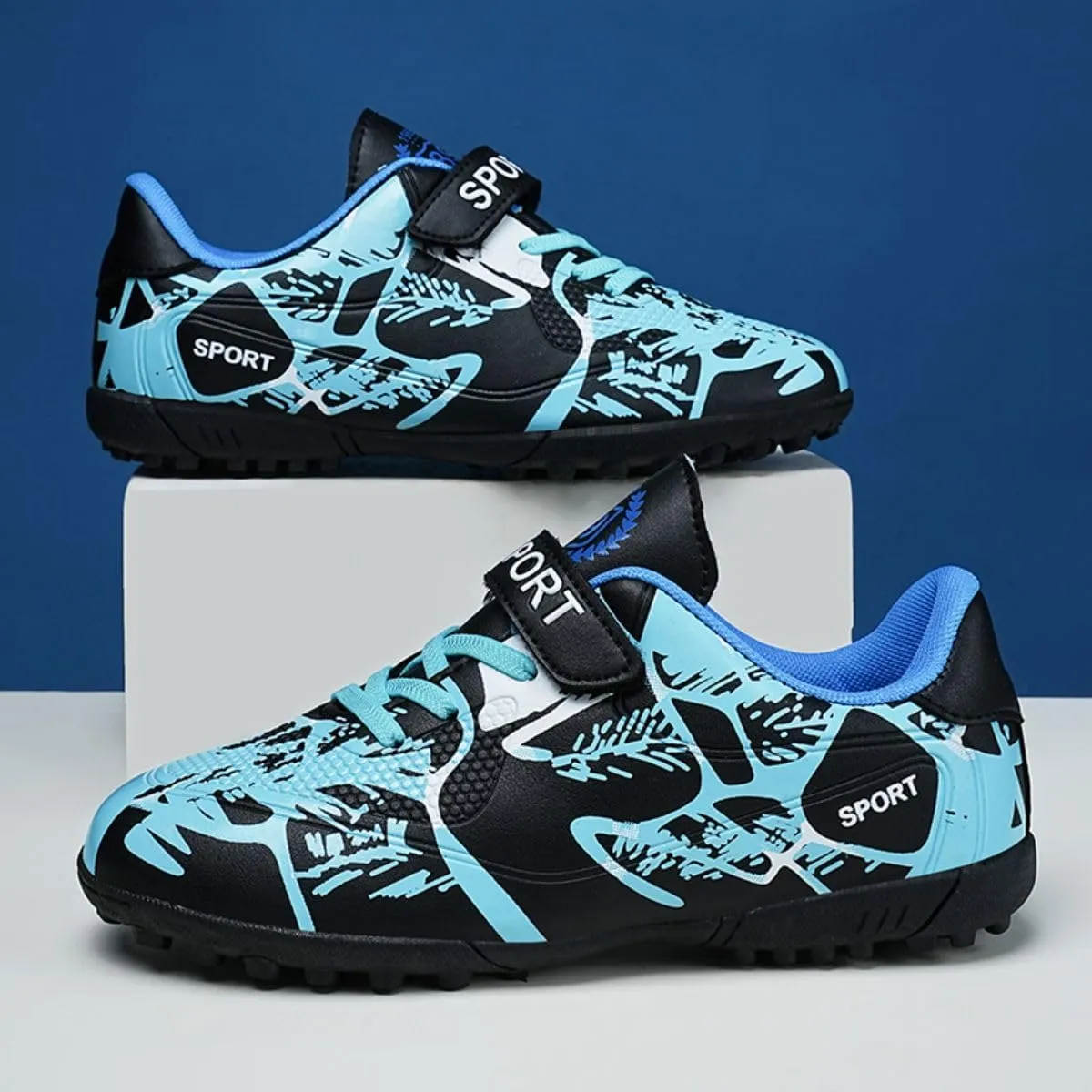 HESBITEUL Kids Soccer Cleats Boys Girls Athletic Outdoor Football Shoes AG TF Turf Spikes