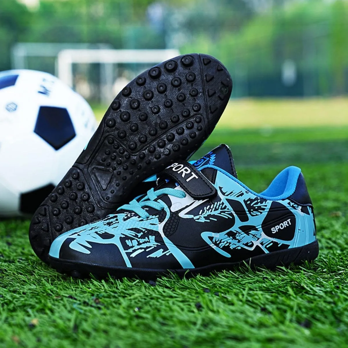 HESBITEUL Kids Soccer Cleats Boys Girls Athletic Outdoor Football Shoes AG TF Turf Spikes