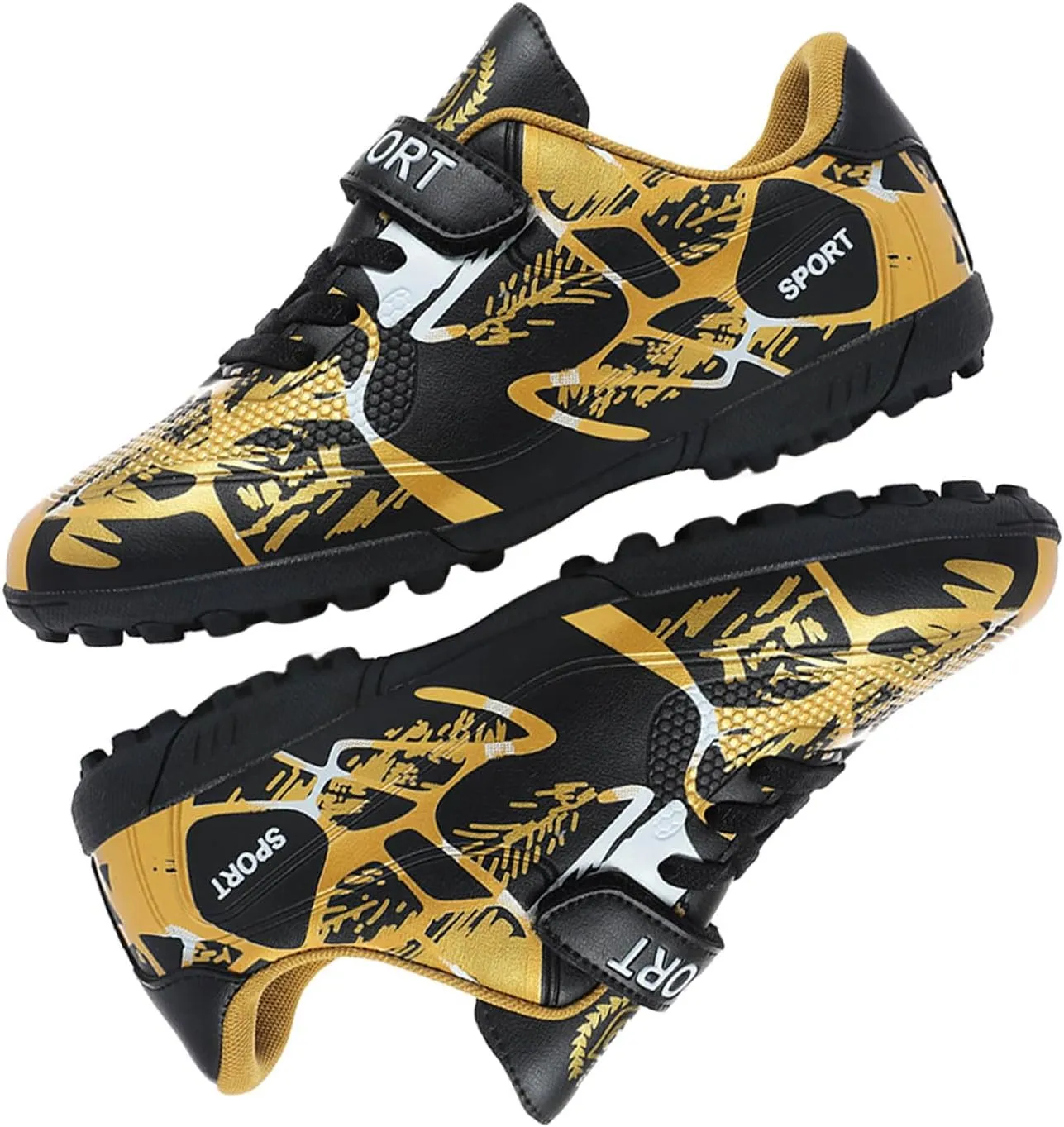 HESBITEUL Kids Soccer Cleats Boys Girls Athletic Outdoor Football Shoes AG TF Turf Spikes
