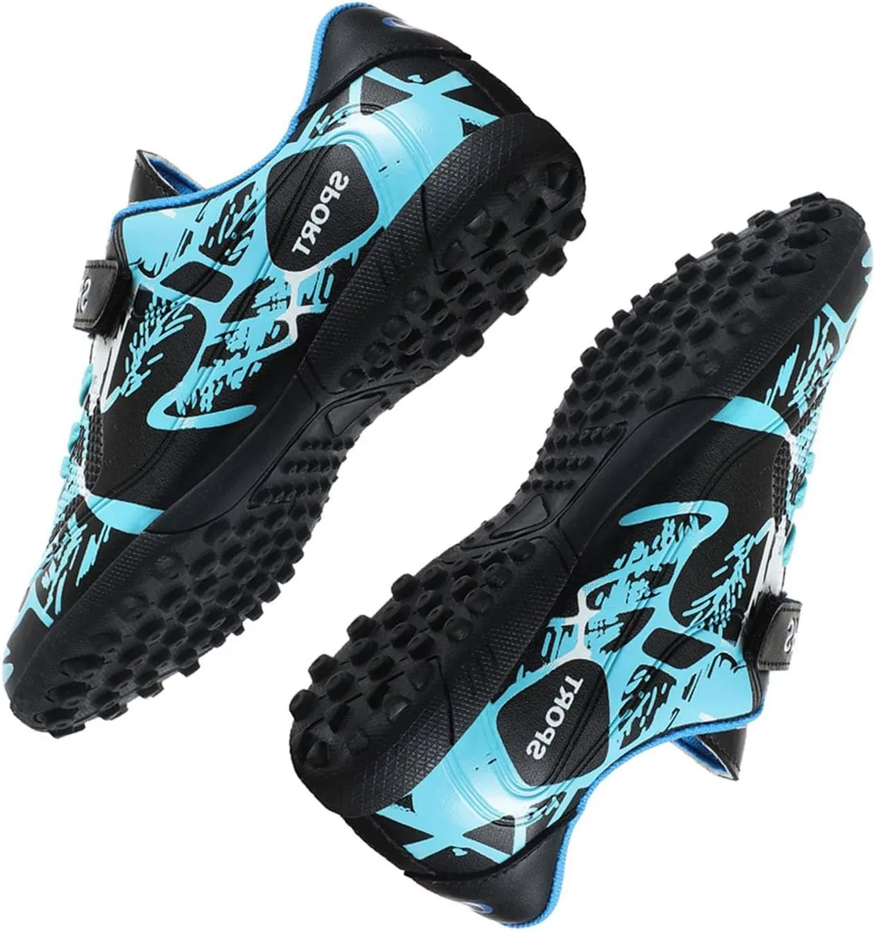 HESBITEUL Kids Soccer Cleats Boys Girls Athletic Outdoor Football Shoes AG TF Turf Spikes