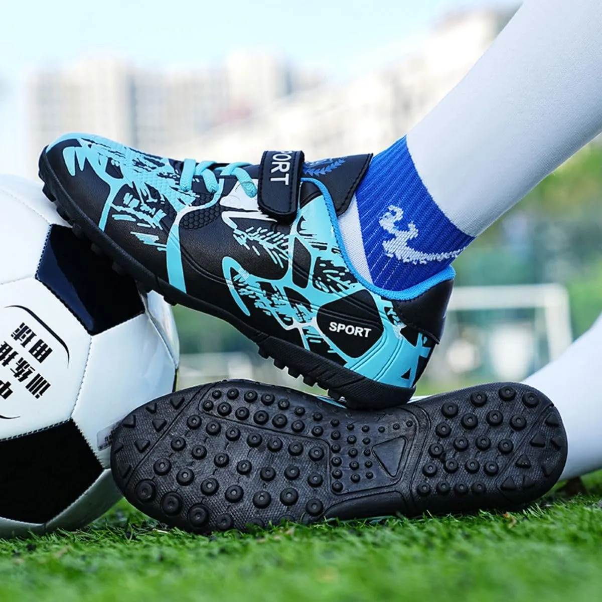HESBITEUL Kids Soccer Cleats Boys Girls Athletic Outdoor Football Shoes AG TF Turf Spikes