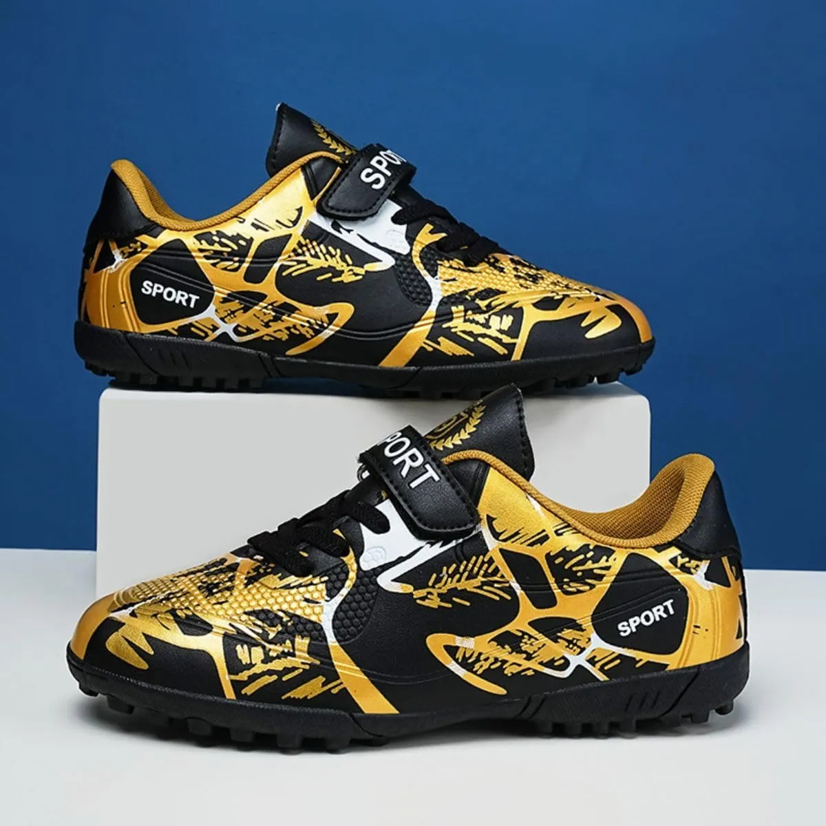 HESBITEUL Kids Soccer Cleats Boys Girls Athletic Outdoor Football Shoes AG TF Turf Spikes