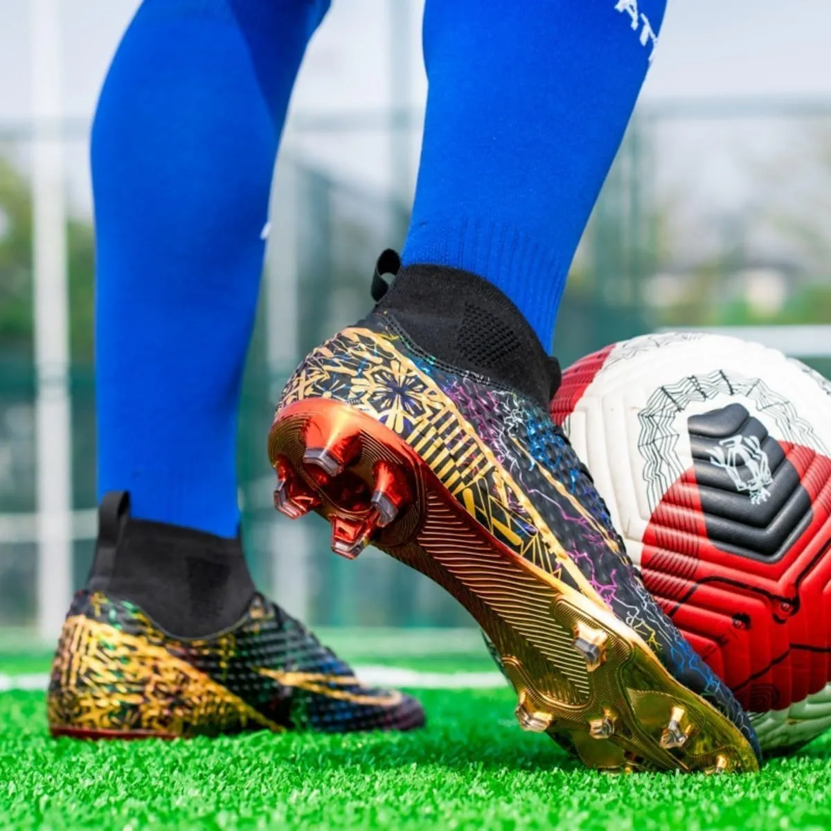 HESBITEUL Soccer Cleats Outdoor for Boys Training: High Top Football Cleats for Firm Ground
