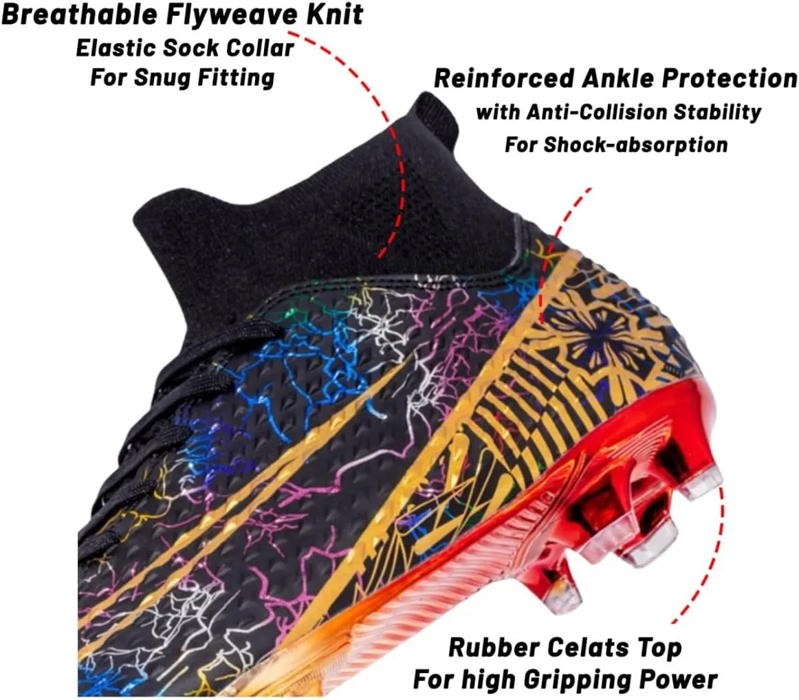 HESBITEUL Soccer Cleats Outdoor for Boys Training: High Top Football Cleats for Firm Ground