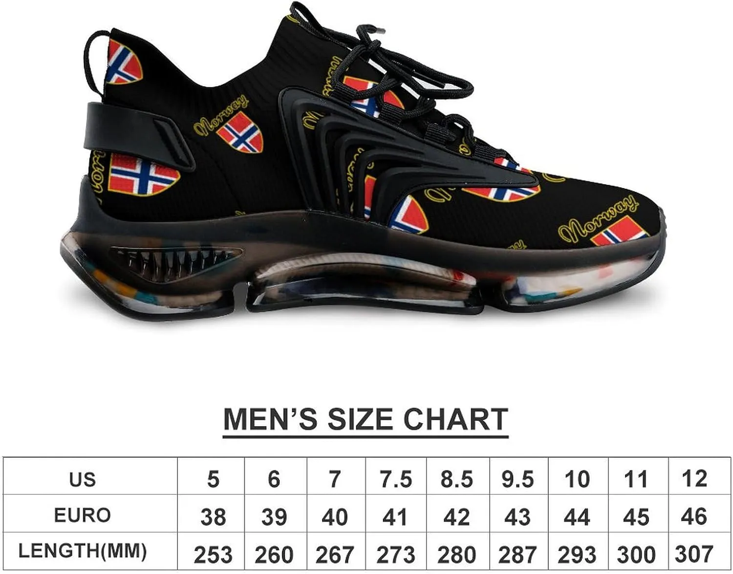 I Love Norway Men's Running Shoes Lightweight Walking Shoe Breathable Sneaker