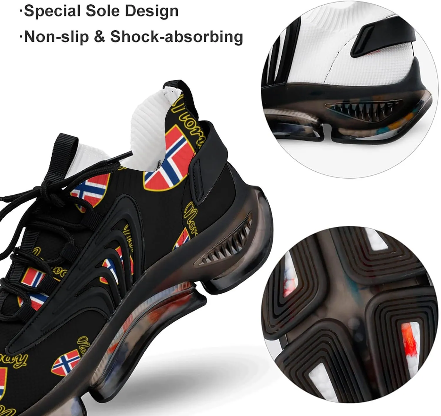 I Love Norway Men's Running Shoes Lightweight Walking Shoe Breathable Sneaker