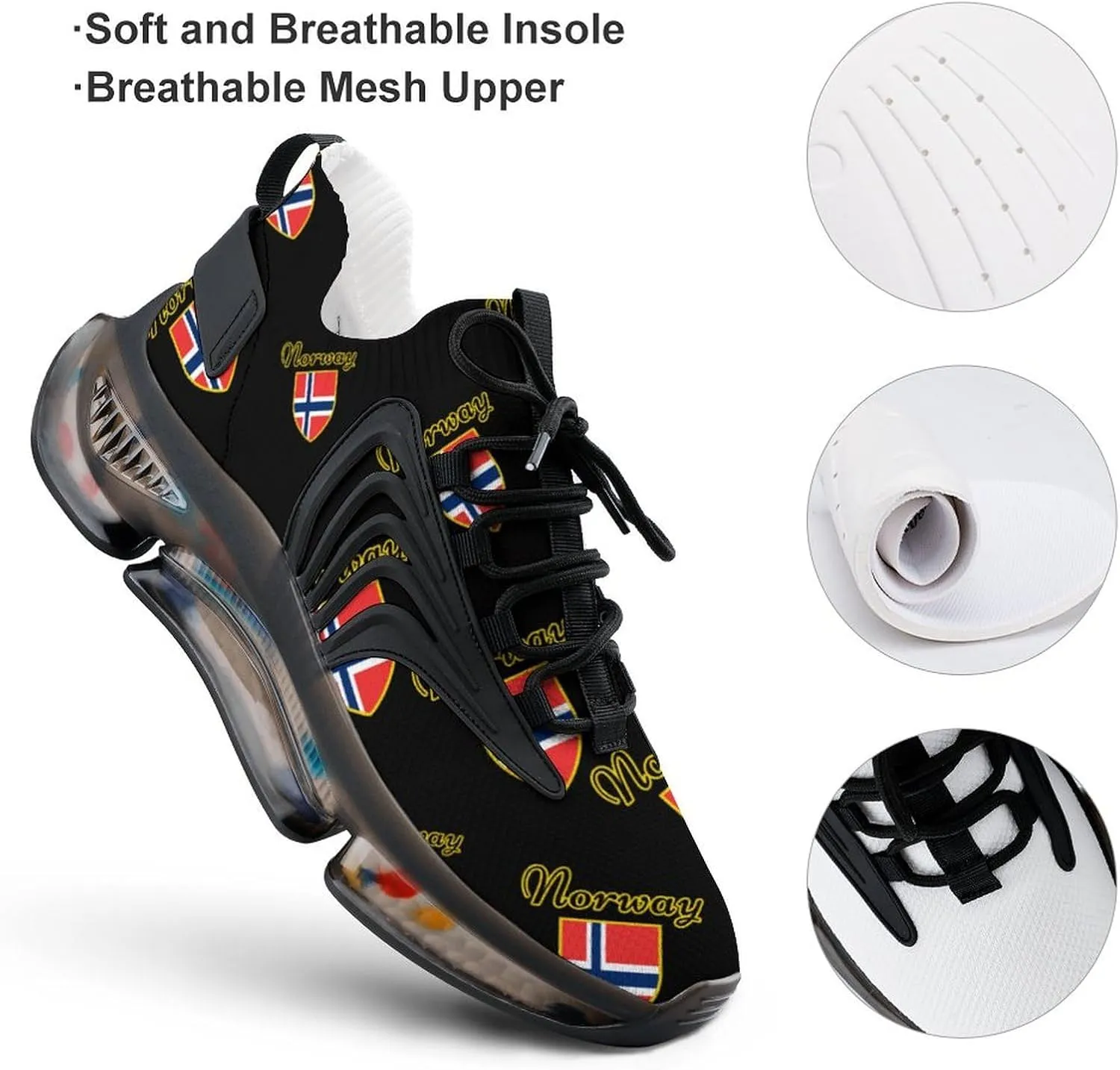 I Love Norway Men's Running Shoes Lightweight Walking Shoe Breathable Sneaker
