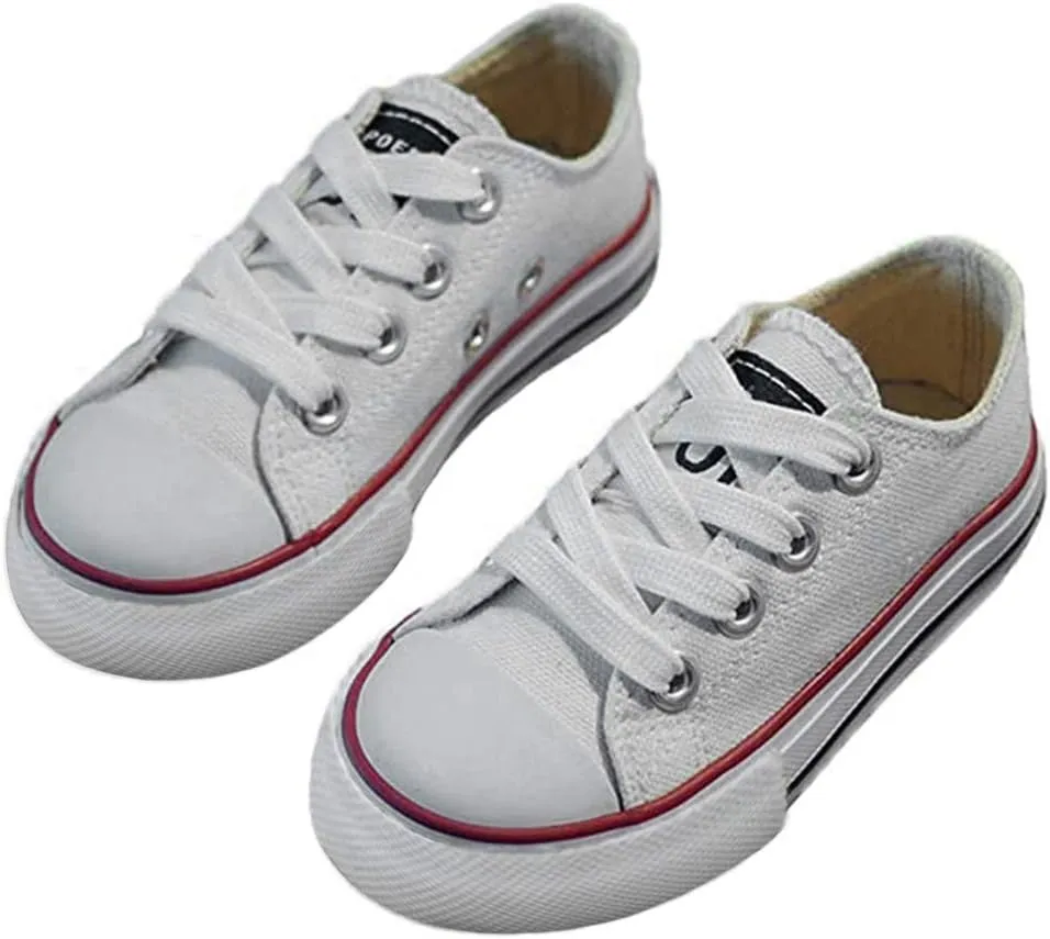 iFANS Boys and Girl Low Top Canvas Kids Lace up Sneakers