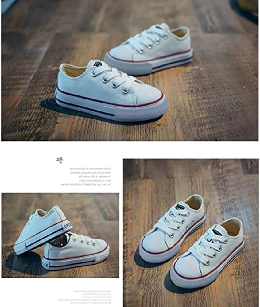 iFANS Boys and Girl Low Top Canvas Kids Lace up Sneakers