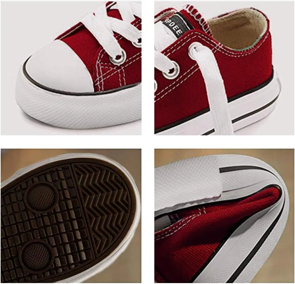 iFANS Boys and Girl Low Top Canvas Kids Lace up Sneakers