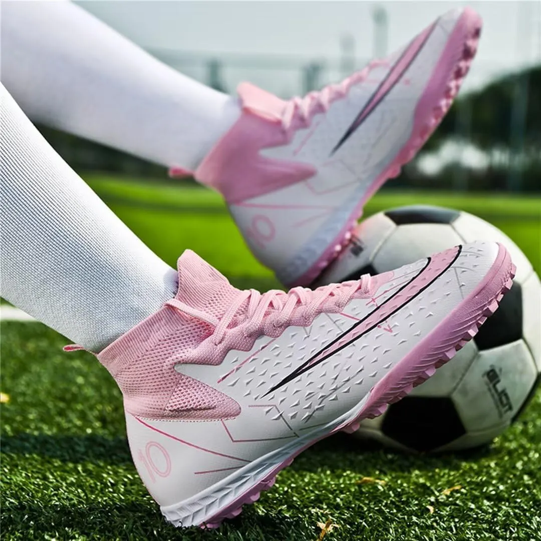 Indoor Soccer Shoes Mens Soccer Cleats Womens Football Boots Youth High-Top Turf Soccer Shoes for Big Boys Girls