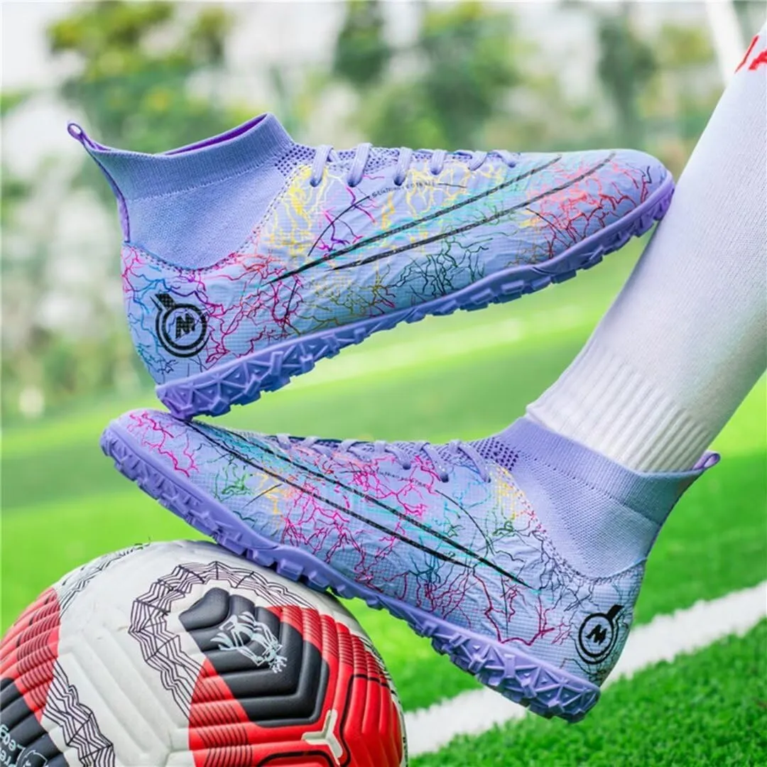 Indoor Soccer Shoes Mens Soccer Cleats Womens Football Boots Youth High-Top Turf Soccer Shoes for Big Boys Girls