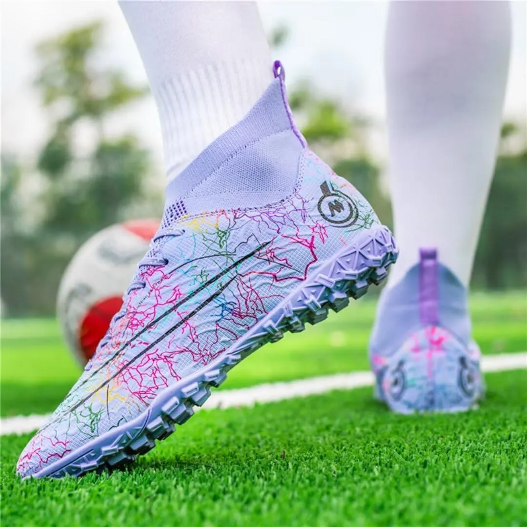 Indoor Soccer Shoes Mens Soccer Cleats Womens Football Boots Youth High-Top Turf Soccer Shoes for Big Boys Girls