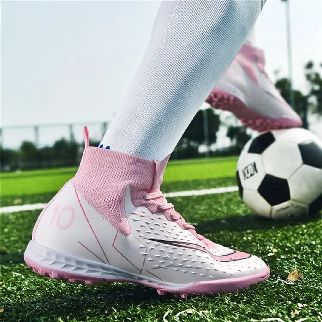 Indoor Soccer Shoes Mens Soccer Cleats Womens Football Boots Youth High-Top Turf Soccer Shoes for Big Boys Girls
