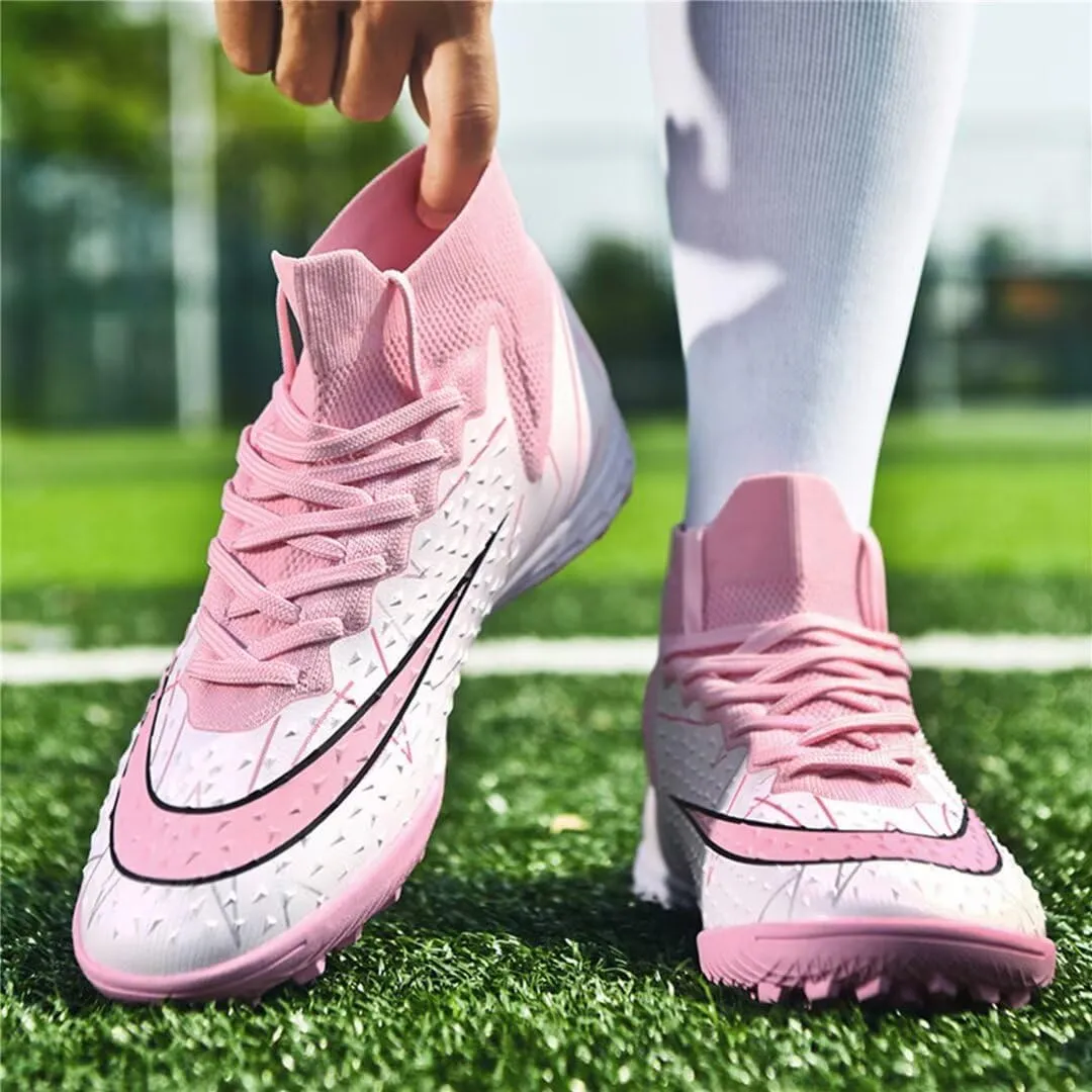 Indoor Soccer Shoes Mens Soccer Cleats Womens Football Boots Youth High-Top Turf Soccer Shoes for Big Boys Girls