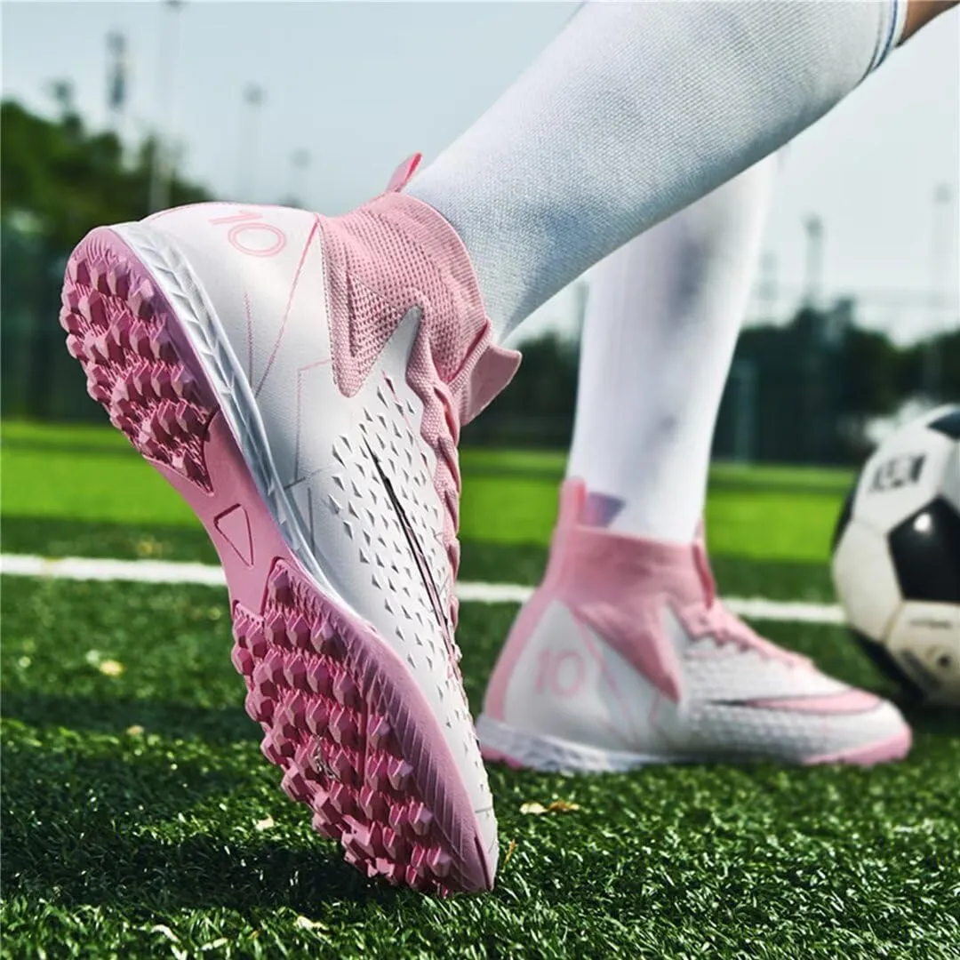 Indoor Soccer Shoes Mens Soccer Cleats Womens Football Boots Youth High-Top Turf Soccer Shoes for Big Boys Girls