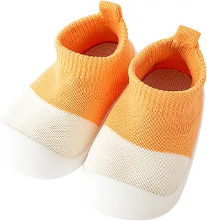 Infant Girls Boys Kids Leisure Shoes Mesh Soft Bottom Breathable Slip On Sport Shoes Socks Shoes Shoes Infant Size 2 (Orange, 12-18Months)