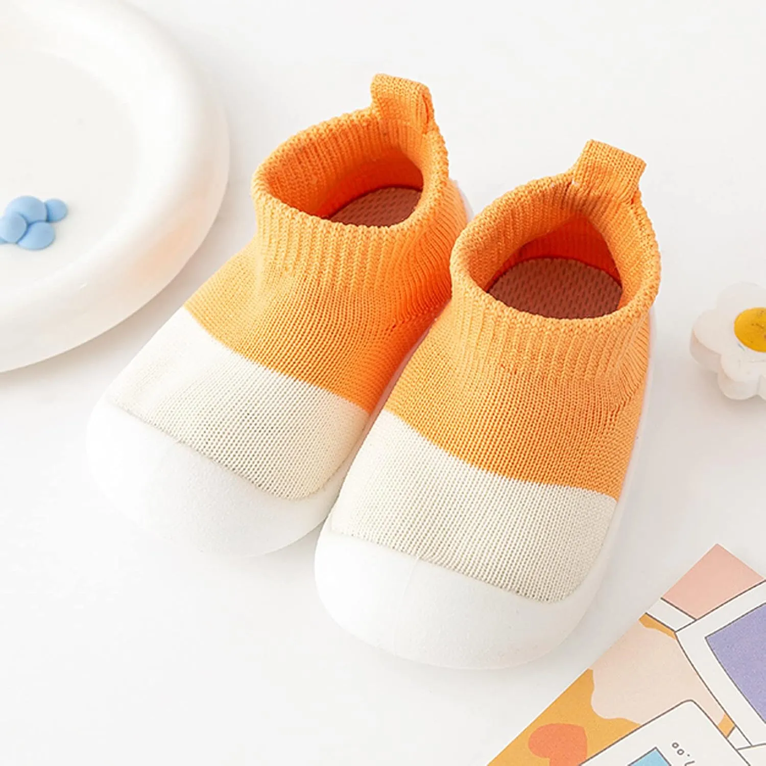 Infant Girls Boys Kids Leisure Shoes Mesh Soft Bottom Breathable Slip On Sport Shoes Socks Shoes Shoes Infant Size 2 (Orange, 12-18Months)