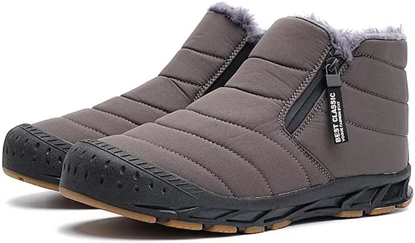 Jakcuz Women Winter Snow Boots Zip Up Fur Lined Warm Ankle Boot Outdoor Anti-slip Waterproof Comfortable Short Boot