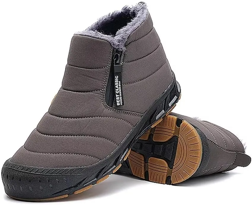Jakcuz Women Winter Snow Boots Zip Up Fur Lined Warm Ankle Boot Outdoor Anti-slip Waterproof Comfortable Short Boot