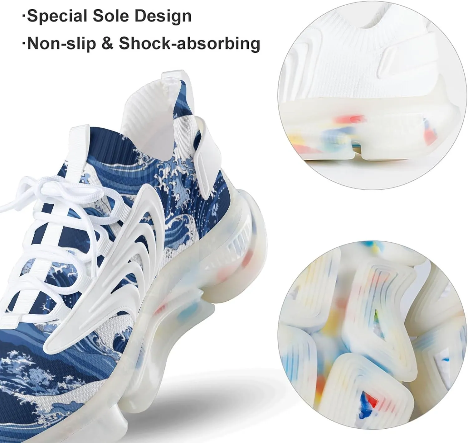 Japanese Great Wave Men's Running Shoes Lightweight Walking Shoe Breathable Sneaker