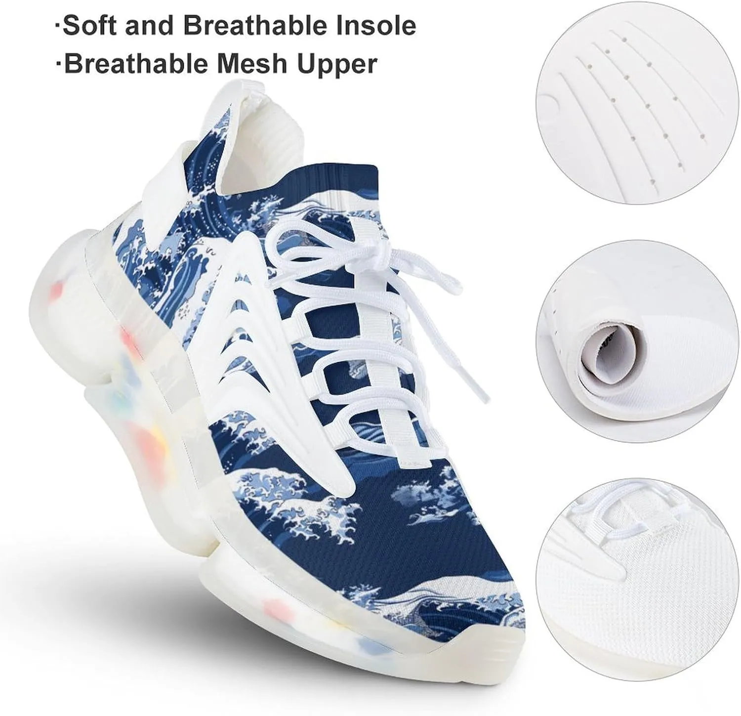 Japanese Great Wave Men's Running Shoes Lightweight Walking Shoe Breathable Sneaker
