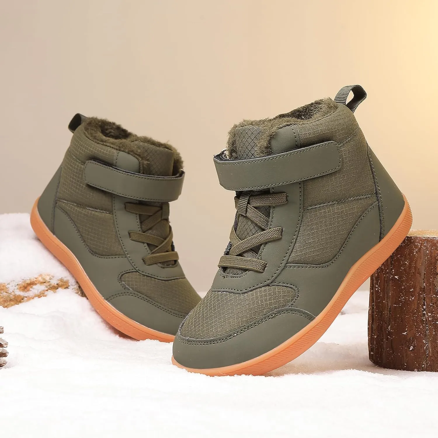 Kids Barefoot Snow Boots for Winter: Minimalist Zero Drop - Wide Toe Box Hiking Boots for Toddler/Boys/Girls