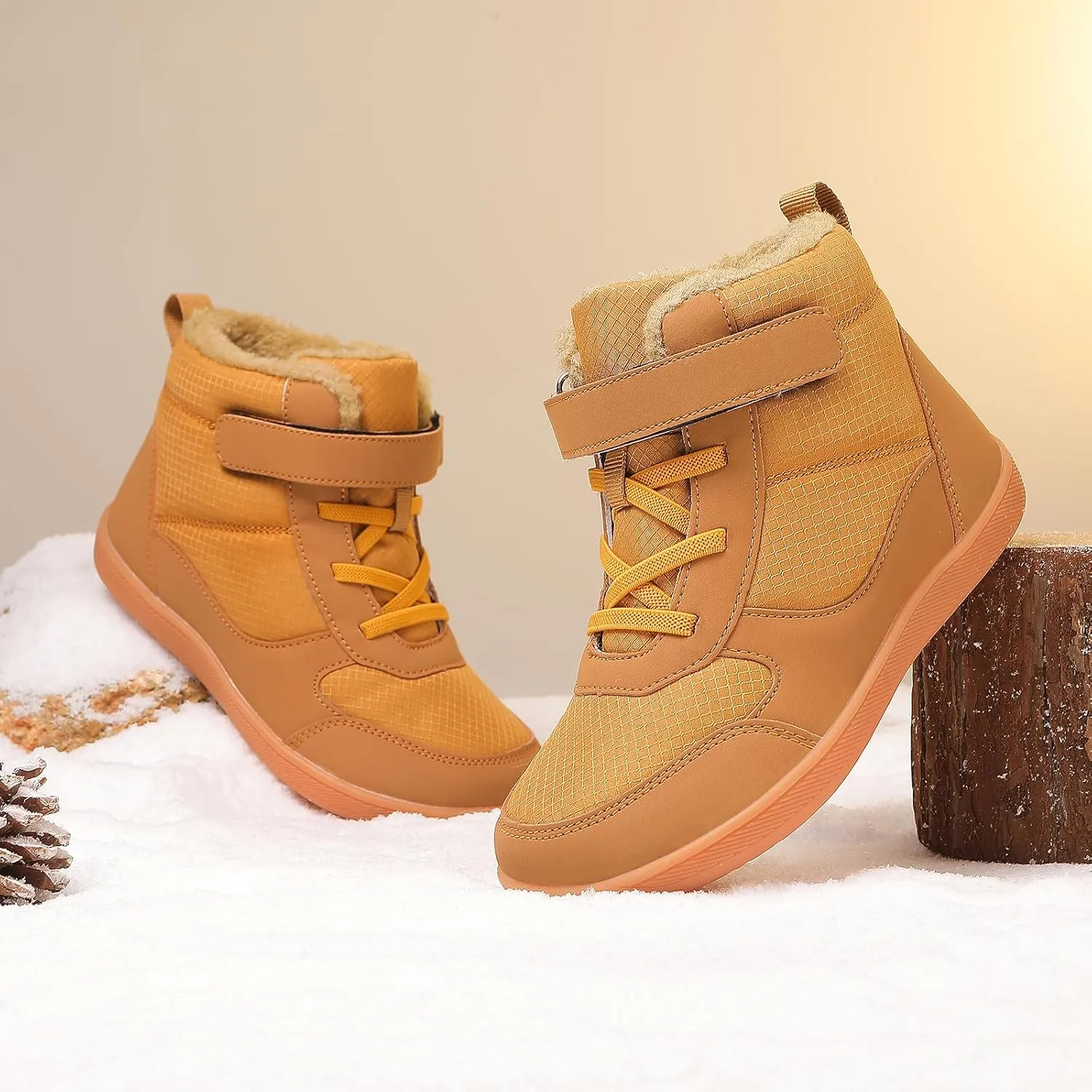 Kids Barefoot Snow Boots for Winter: Minimalist Zero Drop - Wide Toe Box Hiking Boots for Toddler/Boys/Girls