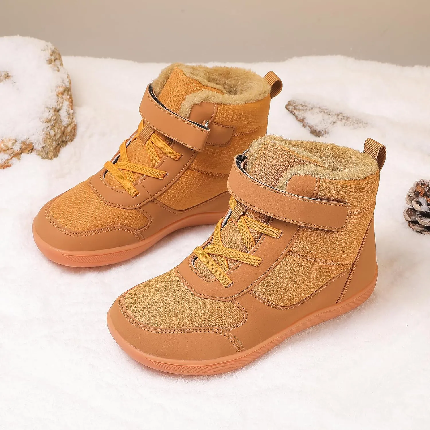 Kids Barefoot Snow Boots for Winter: Minimalist Zero Drop - Wide Toe Box Hiking Boots for Toddler/Boys/Girls
