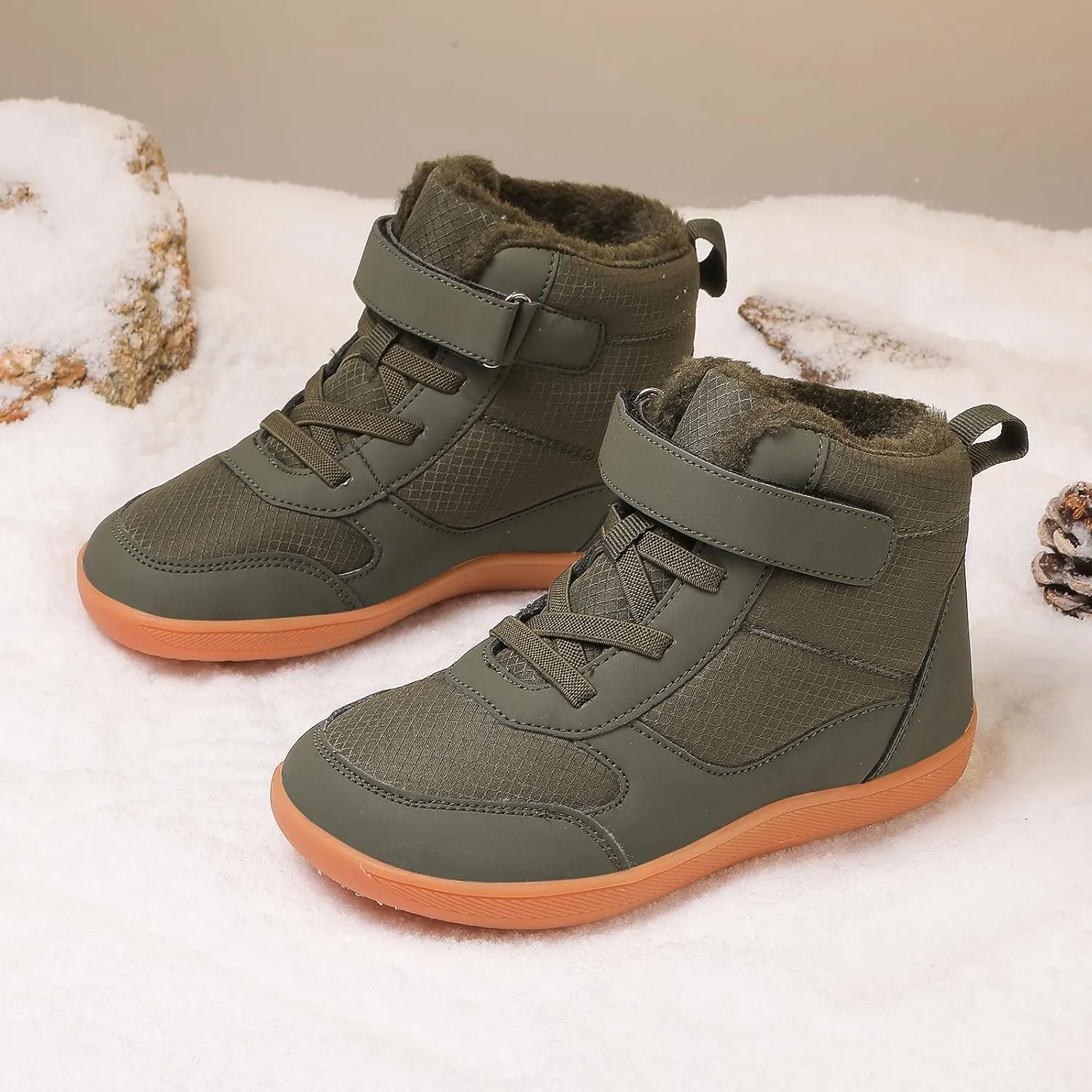 Kids Barefoot Snow Boots for Winter: Minimalist Zero Drop - Wide Toe Box Hiking Boots for Toddler/Boys/Girls