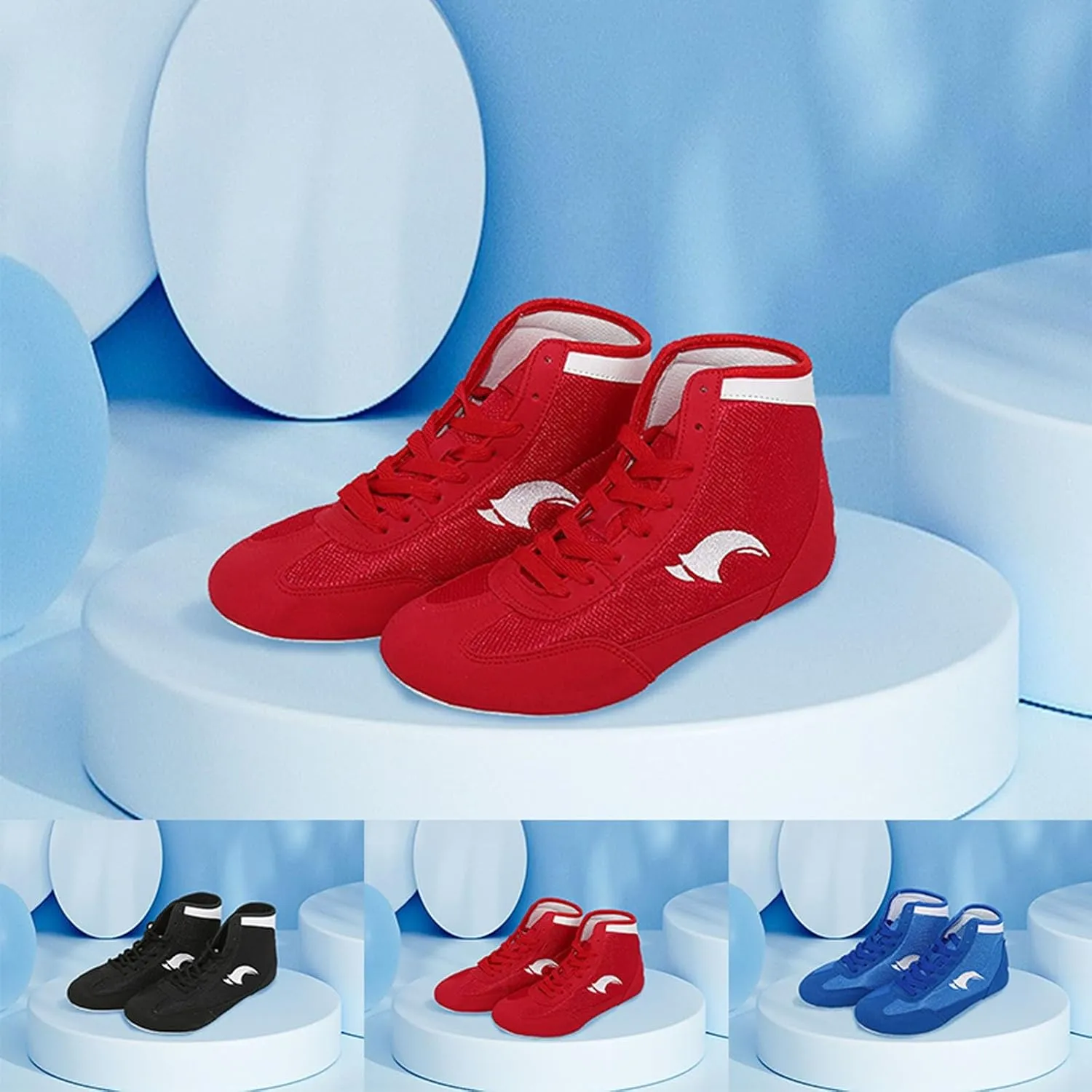 Kids Boys Girls Boxing Wrestling Shoes High Top Training Anti Slip Boots Red US 6
