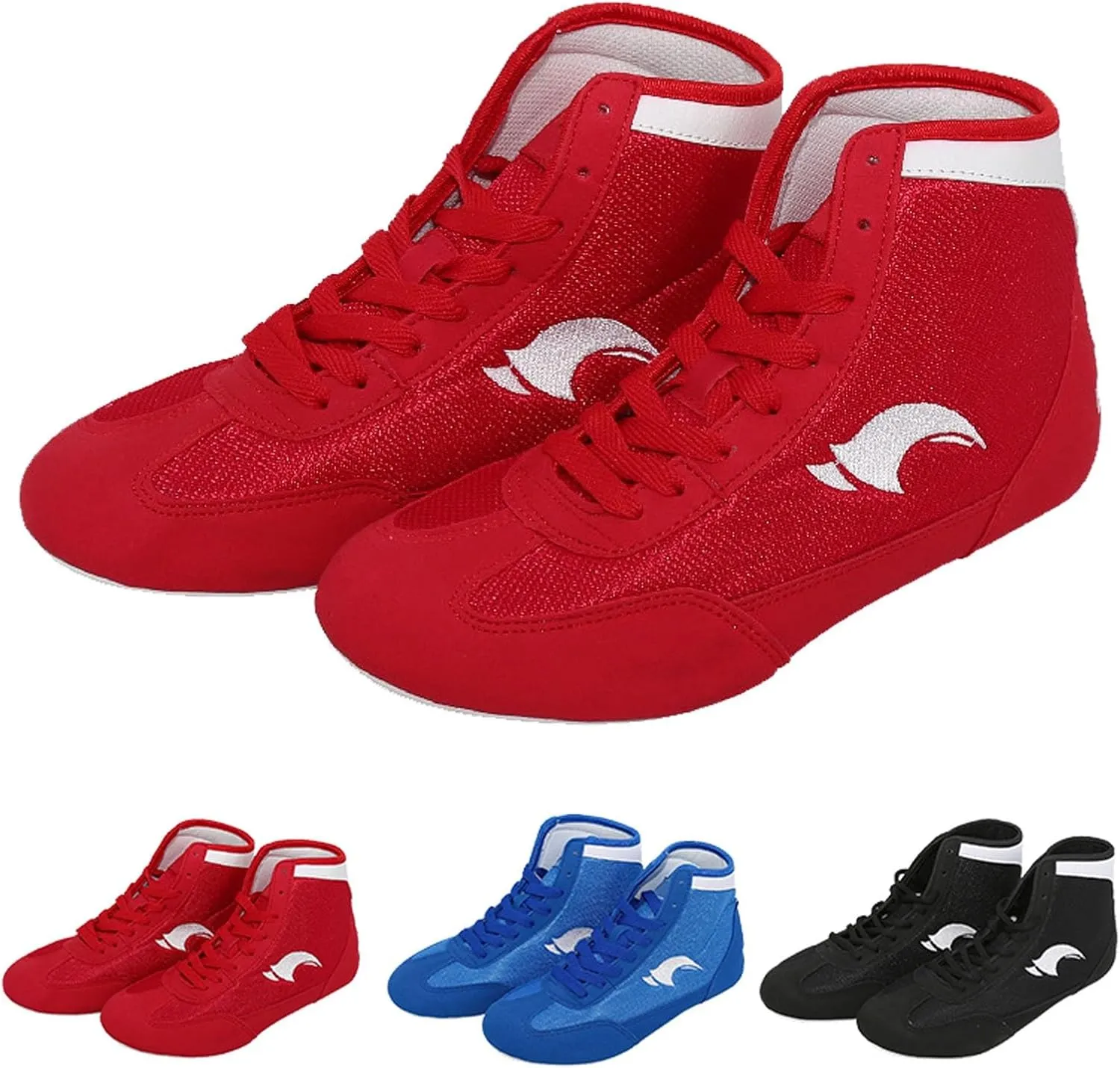 Kids Boys Girls Boxing Wrestling Shoes High Top Training Anti Slip Boots Red US 6