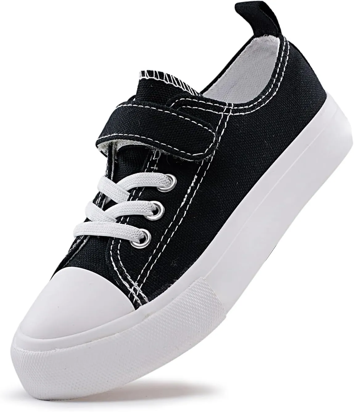 Kids Canvas Sneakers Casual Lightweight Toddler Boys and Girls Low Top Adjustable Strap Canvas Shoes