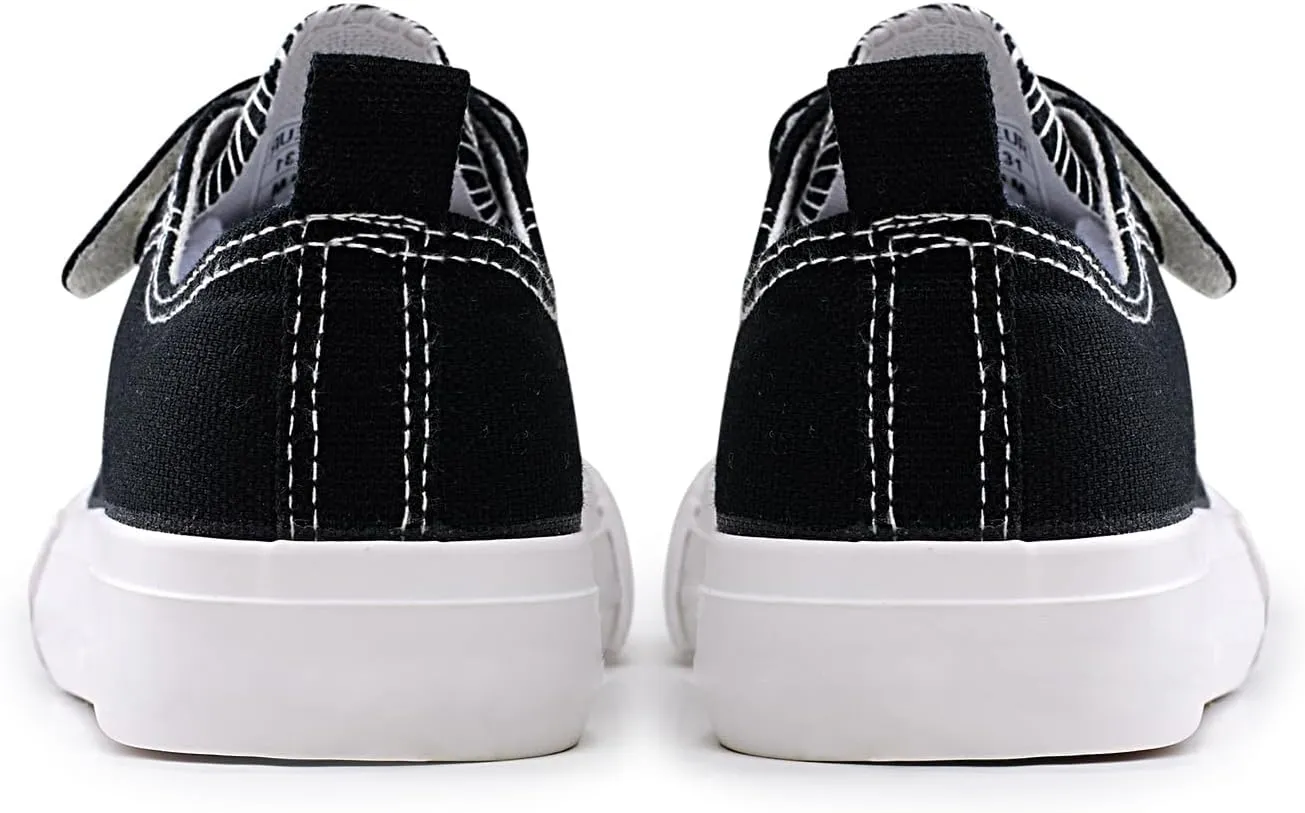 Kids Canvas Sneakers Casual Lightweight Toddler Boys and Girls Low Top Adjustable Strap Canvas Shoes