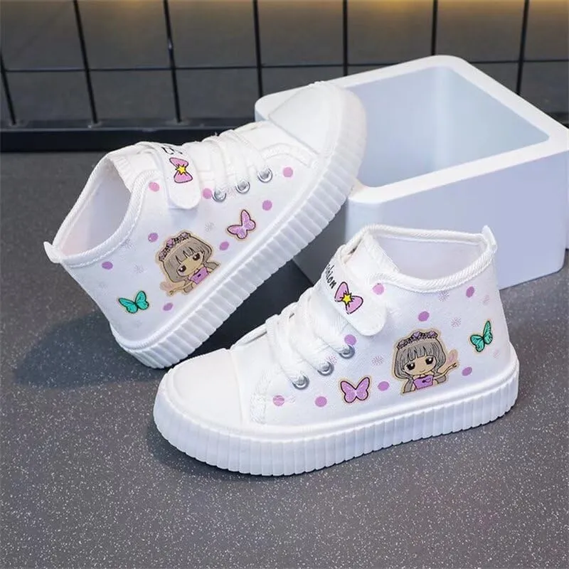 Kids Girl Cartoon Lovely Canvas Shoes for School Walking Running Sport Travel
