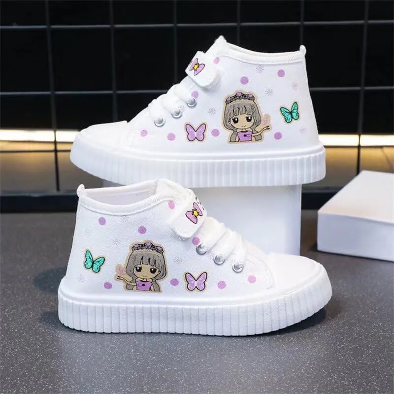 Kids Girl Cartoon Lovely Canvas Shoes for School Walking Running Sport Travel