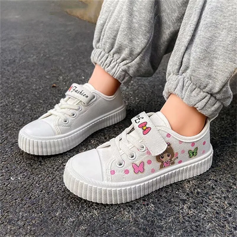Kids Girl Cartoon Lovely Canvas Shoes for School Walking Running Sport Travel