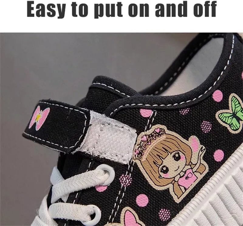Kids Girl Cartoon Lovely Canvas Shoes for School Walking Running Sport Travel