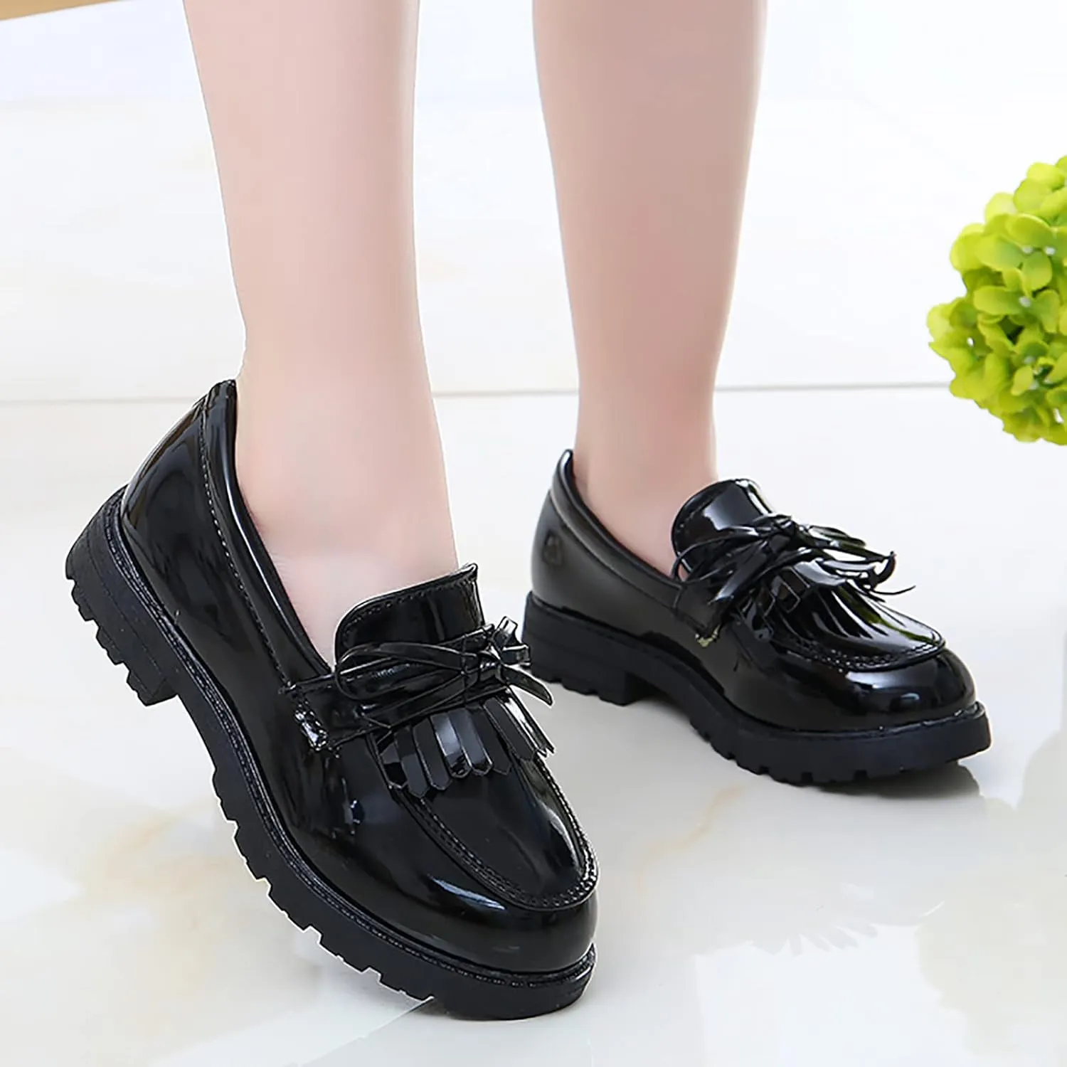 Kids Hiking Shoes Girls Slip On Leather Loafer Tassel Bow Flats School Dress Shoes for Girls Shoe Toddler