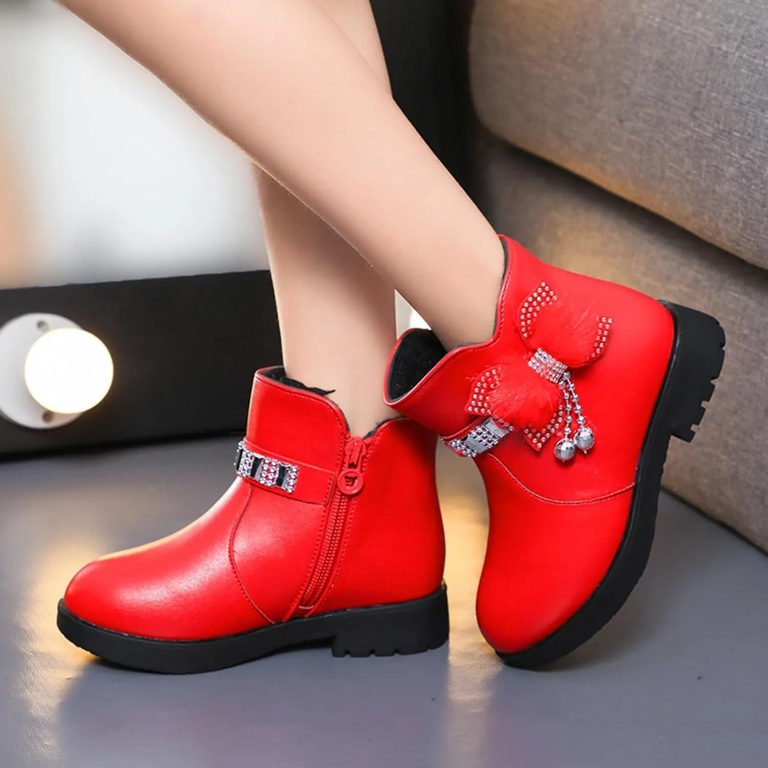 Kids Little Big Girls Boots Lace-Up/Zipper Outdoor Ankle Shoes Ankle Boots Toddler Winter boots Size 2 3 4 5 6 7 8