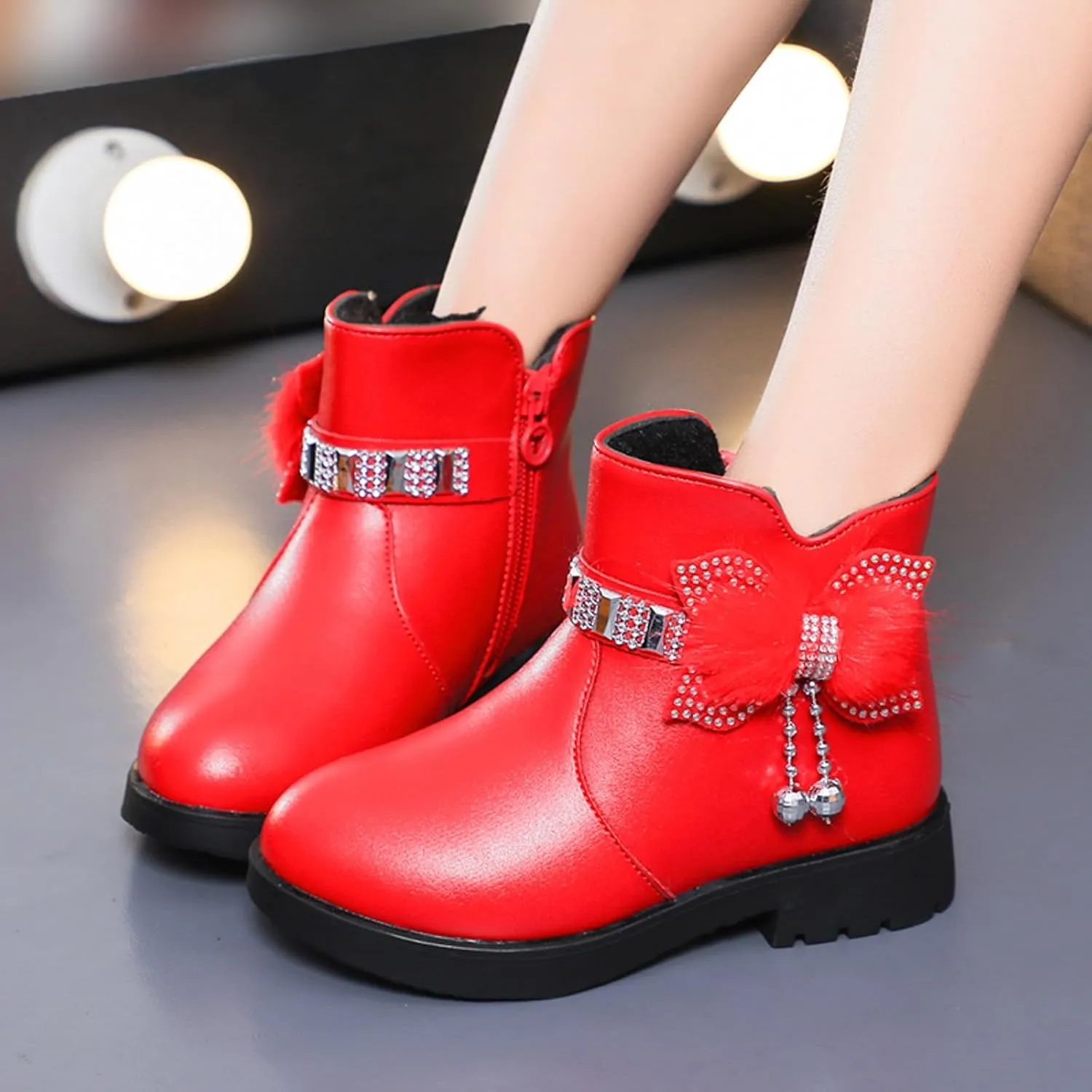 Kids Little Big Girls Boots Lace-Up/Zipper Outdoor Ankle Shoes Ankle Boots Toddler Winter boots Size 2 3 4 5 6 7 8
