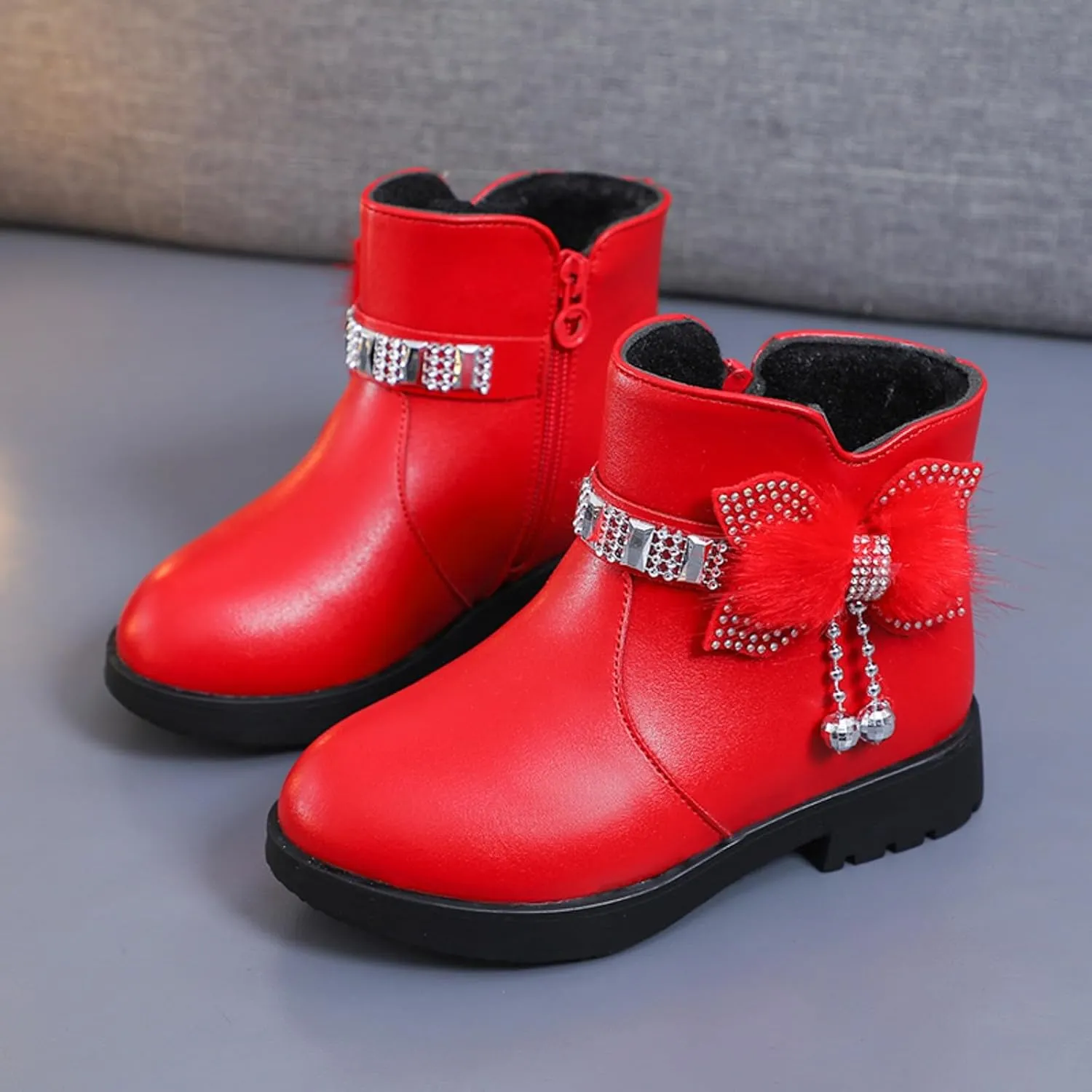 Kids Little Big Girls Boots Lace-Up/Zipper Outdoor Ankle Shoes Ankle Boots Toddler Winter boots Size 2 3 4 5 6 7 8
