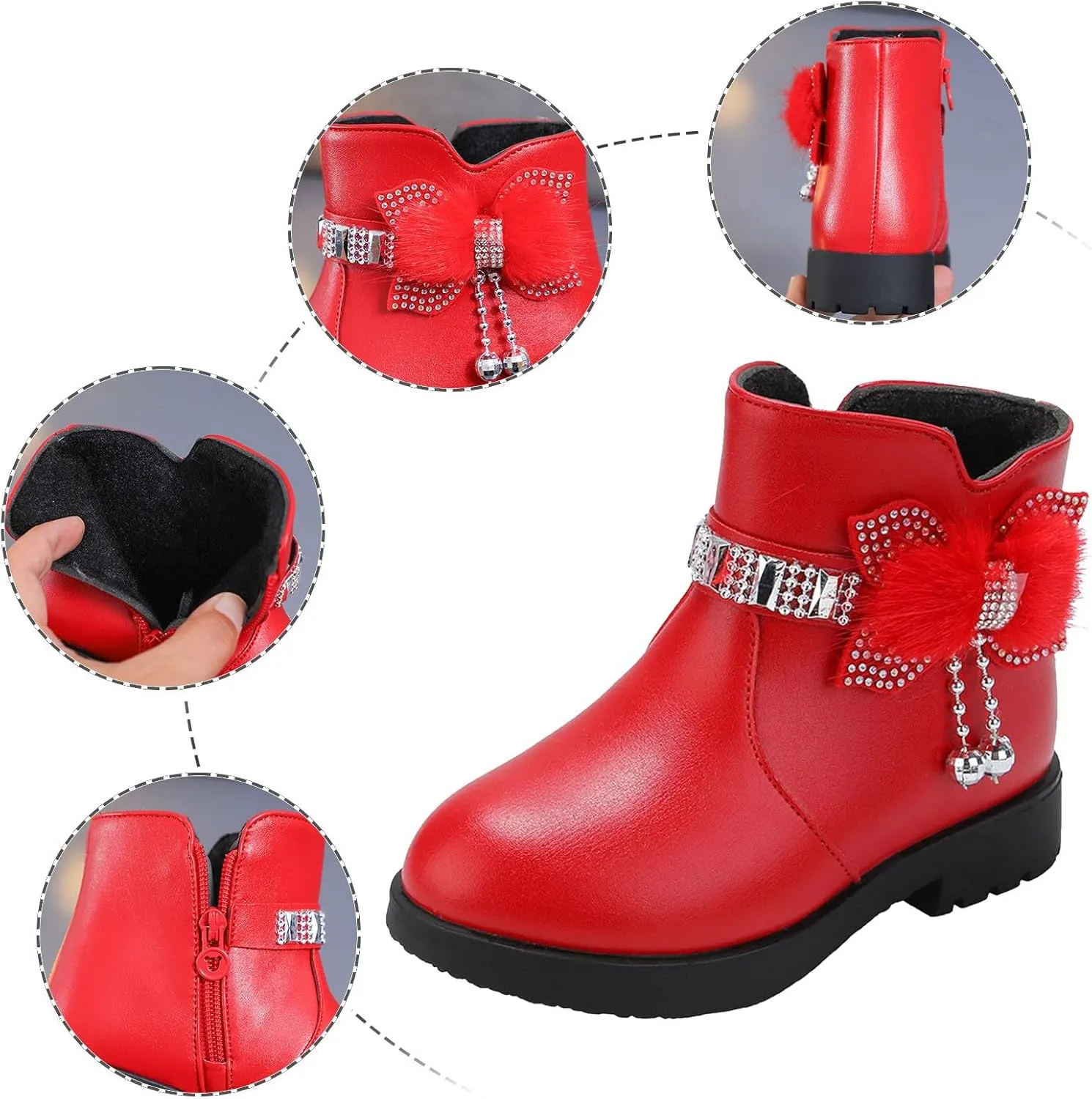 Kids Little Big Girls Boots Lace-Up/Zipper Outdoor Ankle Shoes Ankle Boots Toddler Winter boots Size 2 3 4 5 6 7 8