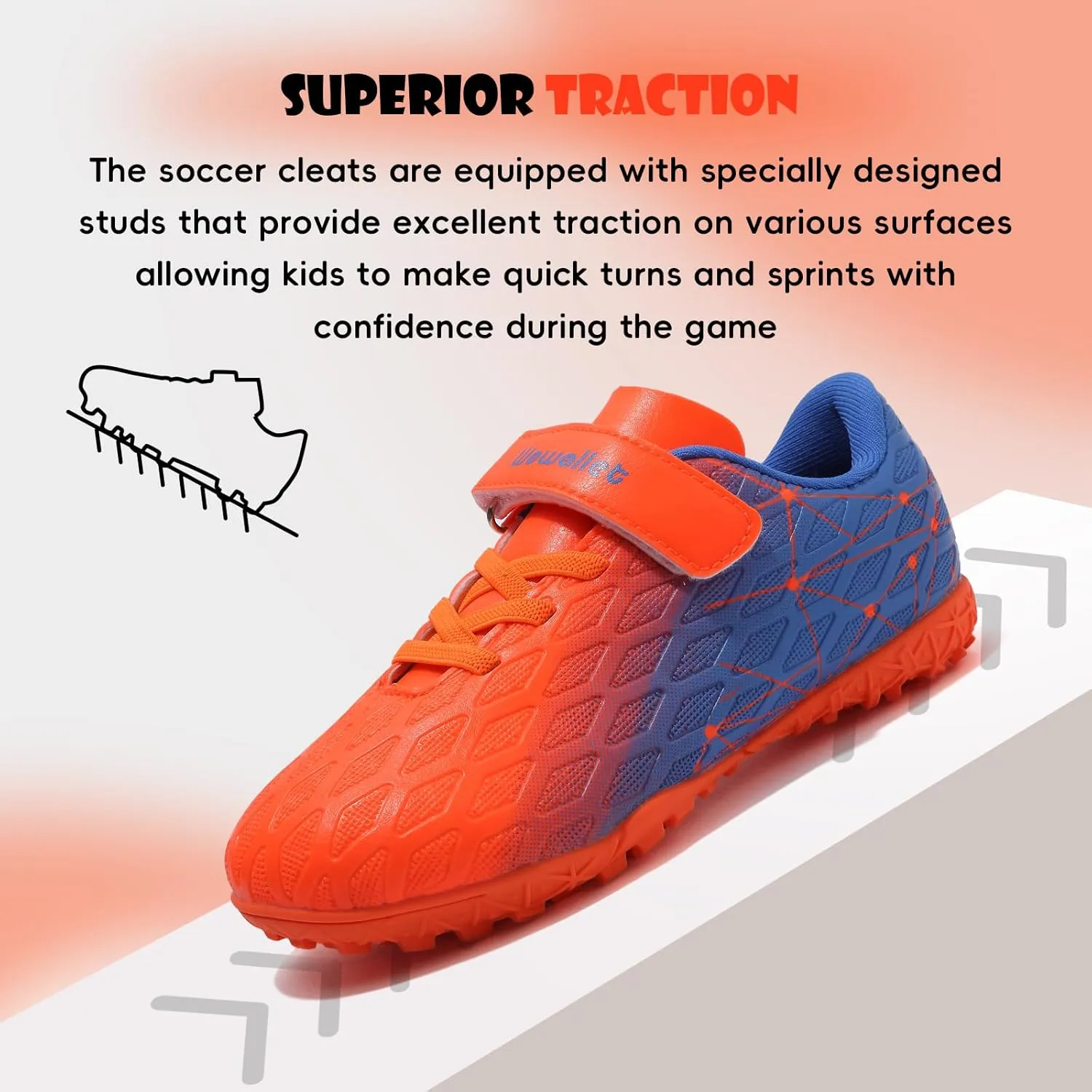 Kids Soccer Cleats Boys Girls Athletic Indoor Soccer Shoes Sneaker for Unisex