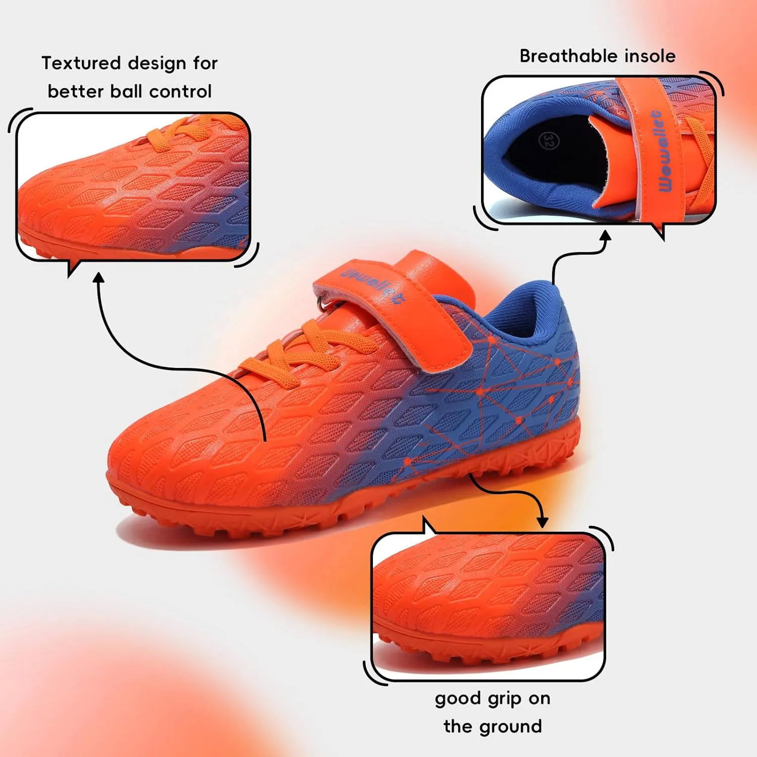 Kids Soccer Cleats Boys Girls Athletic Indoor Soccer Shoes Sneaker for Unisex
