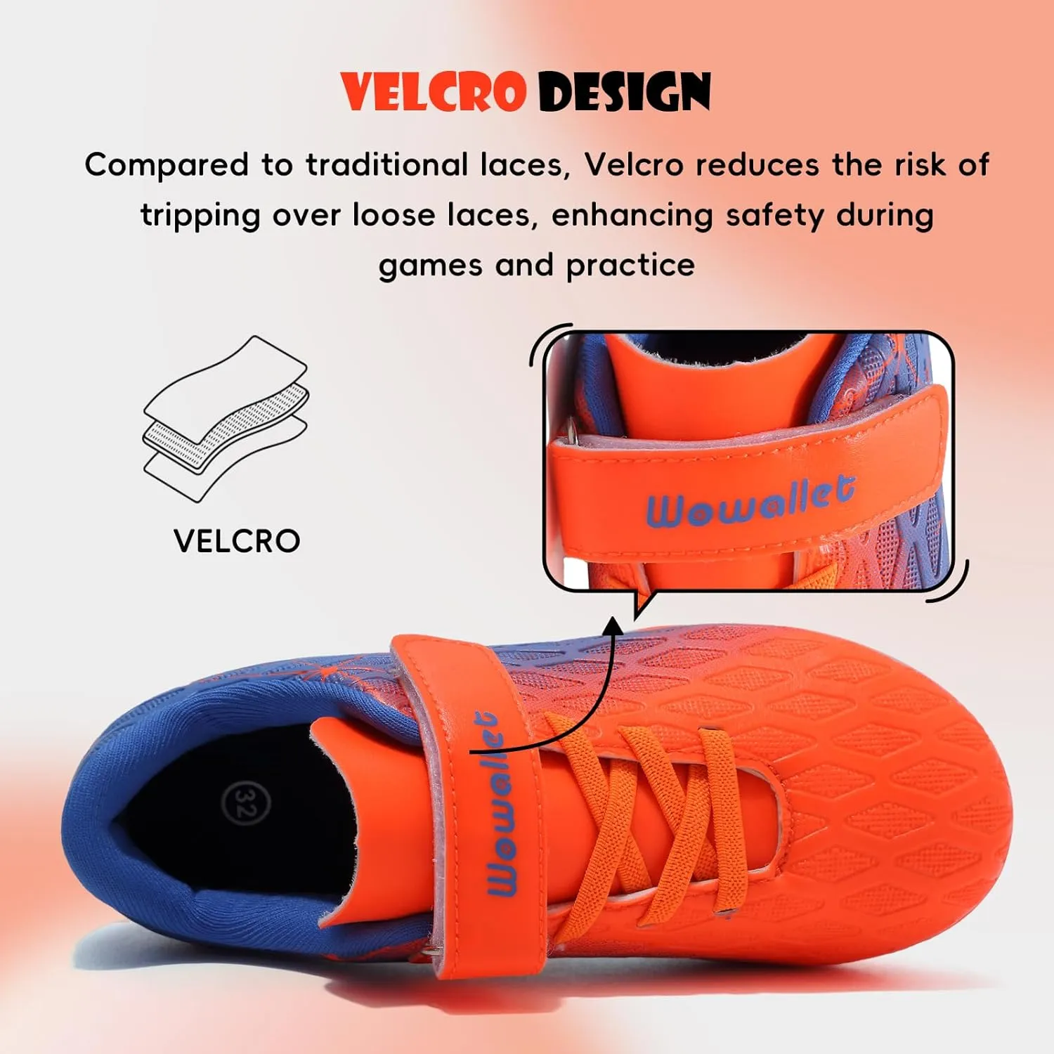 Kids Soccer Cleats Boys Girls Athletic Indoor Soccer Shoes Sneaker for Unisex